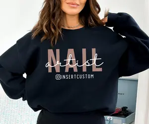 Personalized Nail Tech Sweatshirt, Custom Nail Artist Sweater, Custom Gift for Nail Tech, Nail Tech Salon Crewneck, Nail Technician Gift