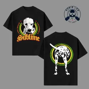 Men's Classic Crew Neck Oversized Cotton Short-Sleeve T-Shirt, Sublime Dalmatian Dog Logo Graphic Tee, Long Beach California Reggae-Ska Punk Style Vintage Merch