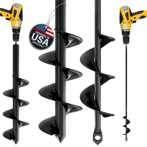 Auger Drill Bit for Planting 2 Pack 1.6 x 16 Inch & 3.5 x 16 Inch Set – Garden Spiral Hole and Bulb Planter Tool for Umbrella Holes - Compatible with 3/8 Inch Hex Drive