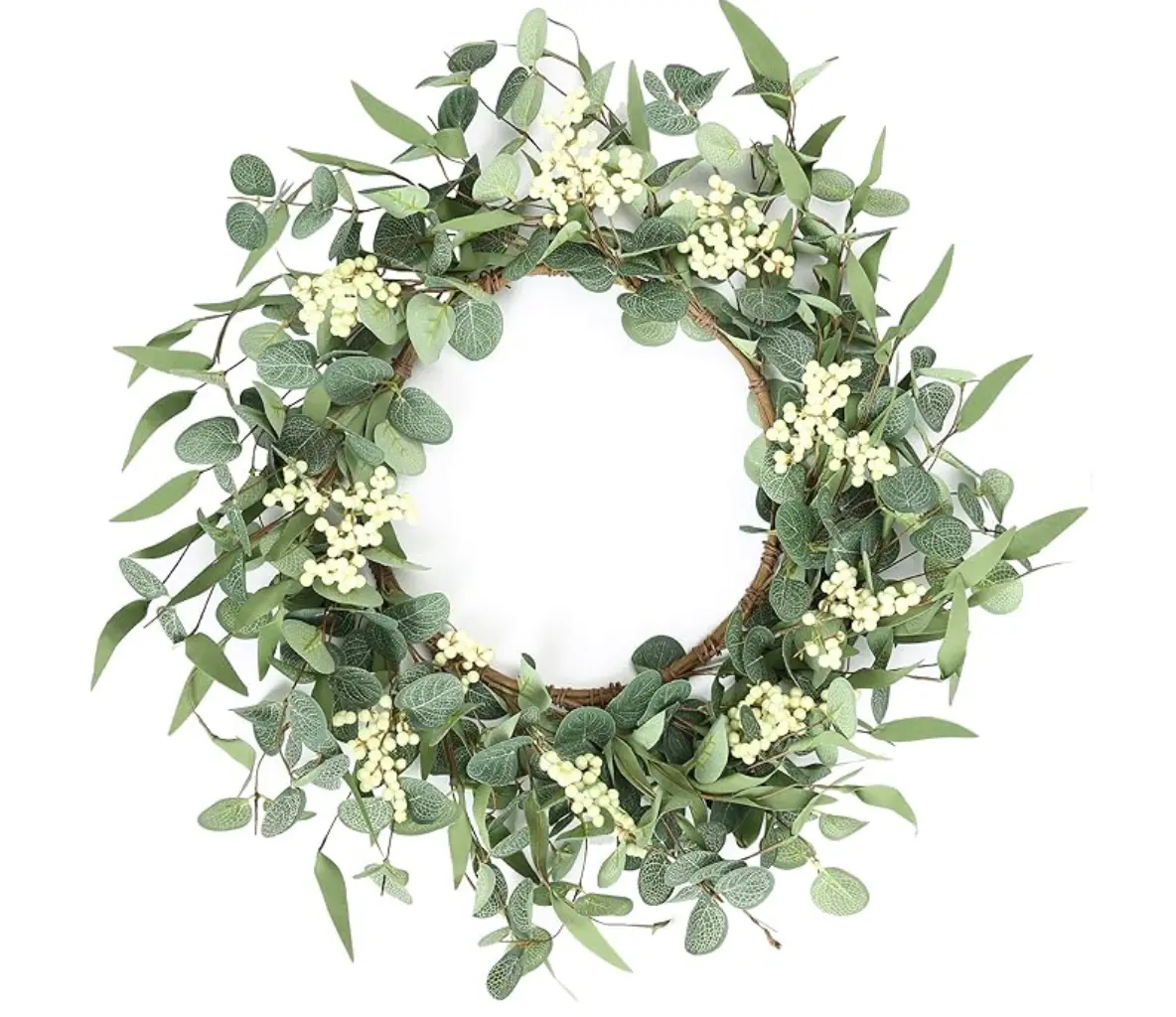 20in Eucalyptus Wreath - Front Door, Porch Decor for Home, Farmhouse - Green All-Season Festive Home Supply