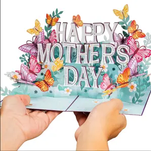 Paper Love Mother's Day Card, Happy Mothers Day Pop Up Card 3D Design for Mom Wife Grandmother Intricate Laser Cut Details Premium Cardstock Butterflies, Hummingbirds