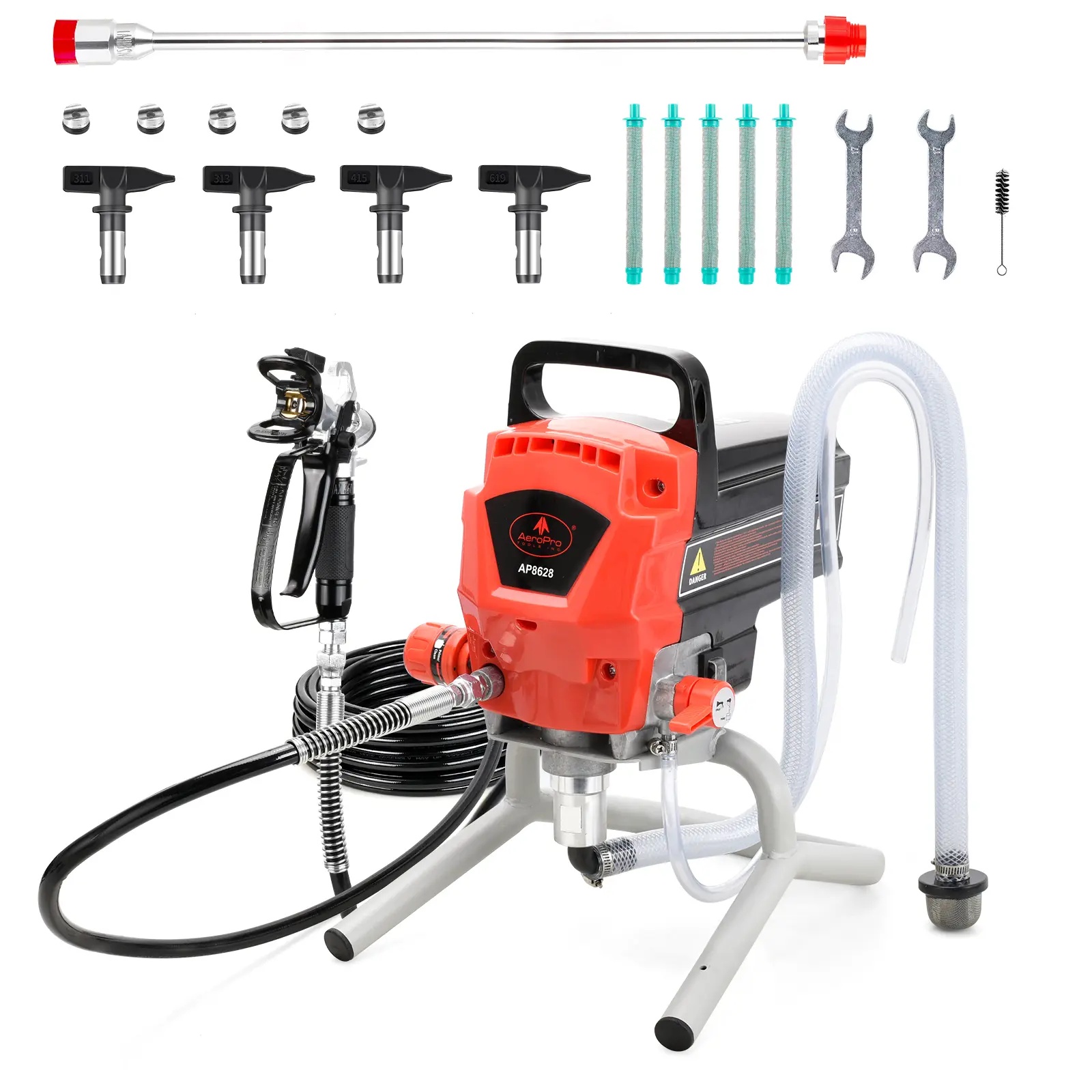 AEROPRO Tools Airless Paint Sprayer - 950W 0.52GPM 3300PSI High Efficiency, Thinning-Free Electric Spray Gun with Tip Extension & Tip Sets, Minimal Overspray for Home Interior Walls & DIY Projects