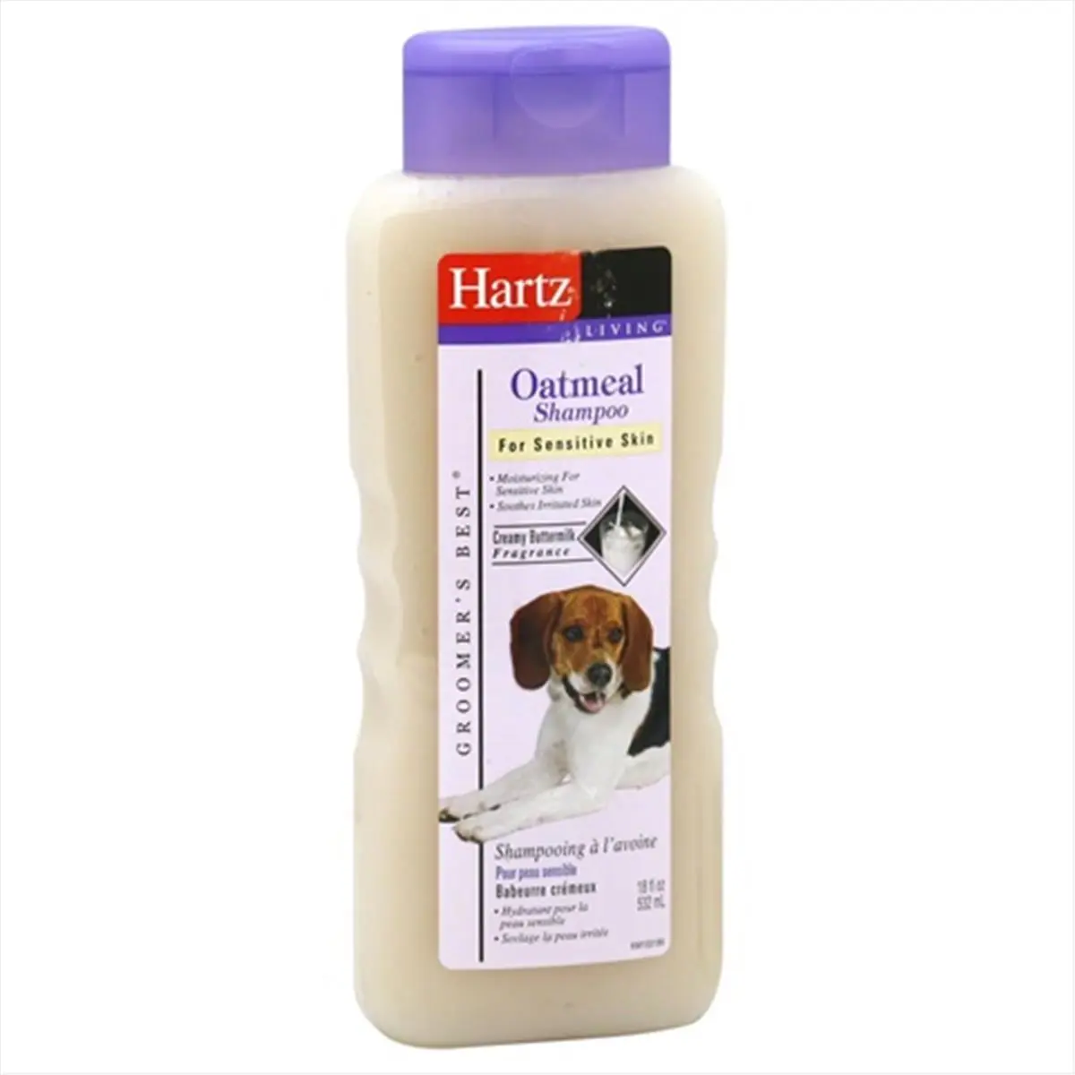 Hartz Oatmeal Base Dog Shampoo - 18 oz Creamy Liquid Shampoo for Sensitive-Skinned Dogs, Moisturizing Formula, Helps Reduce Tangles