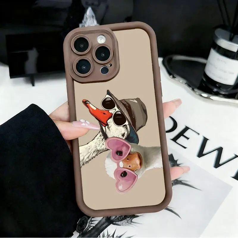 Trendy duck pattern mobile phone case. Suitable for iPhone 17 Pro Max/16 Pro Max/15 Plus/14/13/12/11, TPU soft case. Compatible with Galaxy S26 Ultra/S25 Plus/S24/S23, dopamine color. Compatible with Galaxy A54/A53/A33/A15.