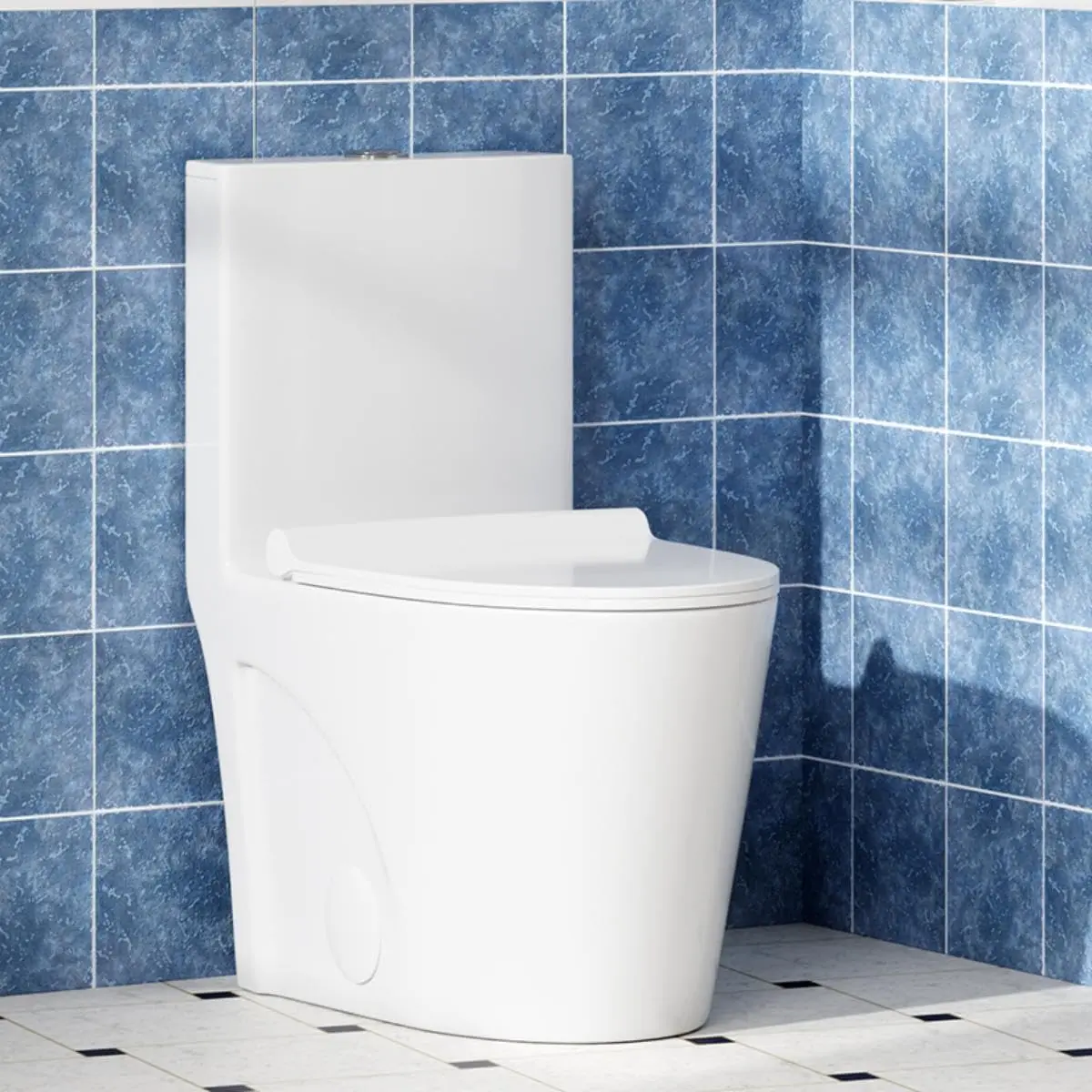 GARVEE Elongated One-Piece Ceramic Toilet with PP Seat Cover, Soft Close, Powerful Flush, Toilets for Bathroom