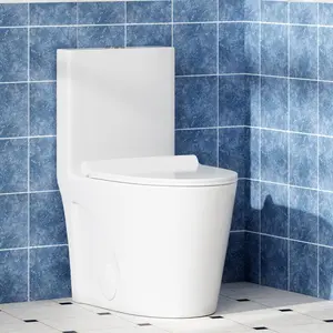GARVEE Elongated One-Piece Ceramic Toilet with PP Seat Cover, Soft Close, Powerful Flush, Toilets for Bathroom