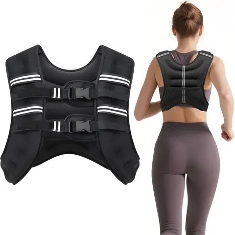 Zikopomi Weighted Vest for Men & Women - 6lb/8lb/12lb/16lb/20lb/25lb/30lb Strength Training Accessory with Reflective Stripes, Cushioned Shoulder Straps, Body Weights for Resistance & Cardio Training, Rucking