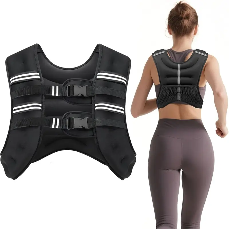 Zikopomi Weighted Vest for Men & Women - 6lb/8lb/12lb/16lb/20lb/25lb/30lb Strength Training Accessory with Reflective Stripes, Cushioned Shoulder Straps, Body Weights for Resistance & Cardio Training, Rucking