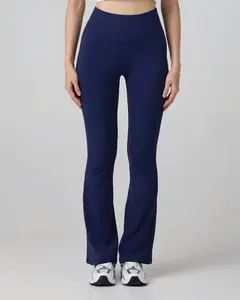KEEPLIMBER Women's High Rise Waist Butt Lift Tummy Control Navy Blue Flare Leg Yoga Sports Workout Sweat Pants Athletic Gym Flared Pilates Pants for Tall Women