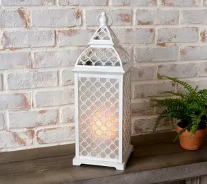 Indoor/Outdoor 20" Flickering Flame Metal Lantern by Valerie Candle Lamp Decoration Items