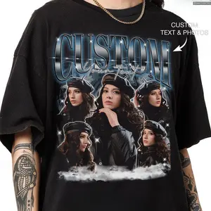 Custom photo Bootleg Rap Tee, personalized bootleg Tshirt, birthday gift, husband christmas present, custom your own Shirt , Unisex Vintage Shirt