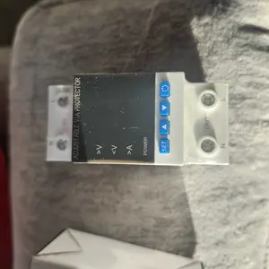 Digital LED Voltage Relay, 63.0A 220V AC Power Supply Protector, 2P DIN Rail Mount, Dual Display Monitor, Auto Reset Adjustable Power Protect Device with Over/Under Protection & Current Monitoring
