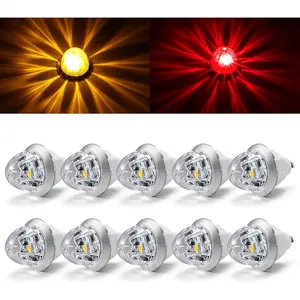 10Pcs 3/4 Inch Amber Red LED Watermelon Side Marker Lights, Dual Color Mini Marker Clearance Lights, Starburst AS Lens, IP67 Waterproof, 12V for Truck Trailer RV Custom Install
