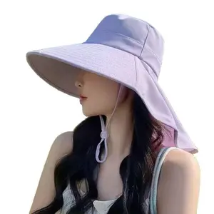 2026 NEW 2026 New Women's Sun Hat, Wide-Brimmed UV Protection Waterproof Face Shading Sun Hat with Shawl Drape, Ideal for Cycling Outdoor Travel Hiking