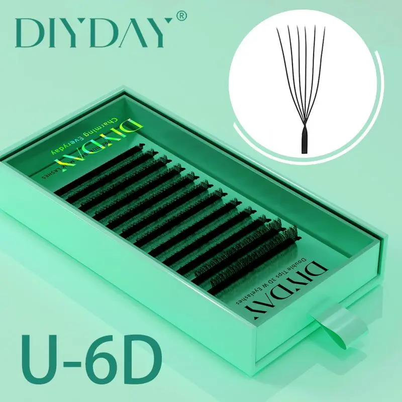 DIYDAY U-shaped 6D Eyelash Extension U-6D W Shape Bloom Dense Faux Lashes U-3D U-4D U-5D Natural Wispy False Mink Eyelashes 2026 New