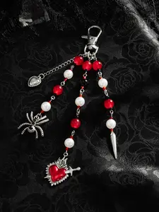 Fashion Punk Gothic Spider Keychain, Heart Pendant Bag Charm, Halloween Gift for Friends, Couple, Party Style Accessory, Stylish Keychain
