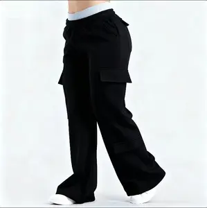 Women's High Waist Cargo Sweatpants - Loose Fit Wide Leg Joggers with Pockets, Casual Athleisure Pants for Daily & Workout