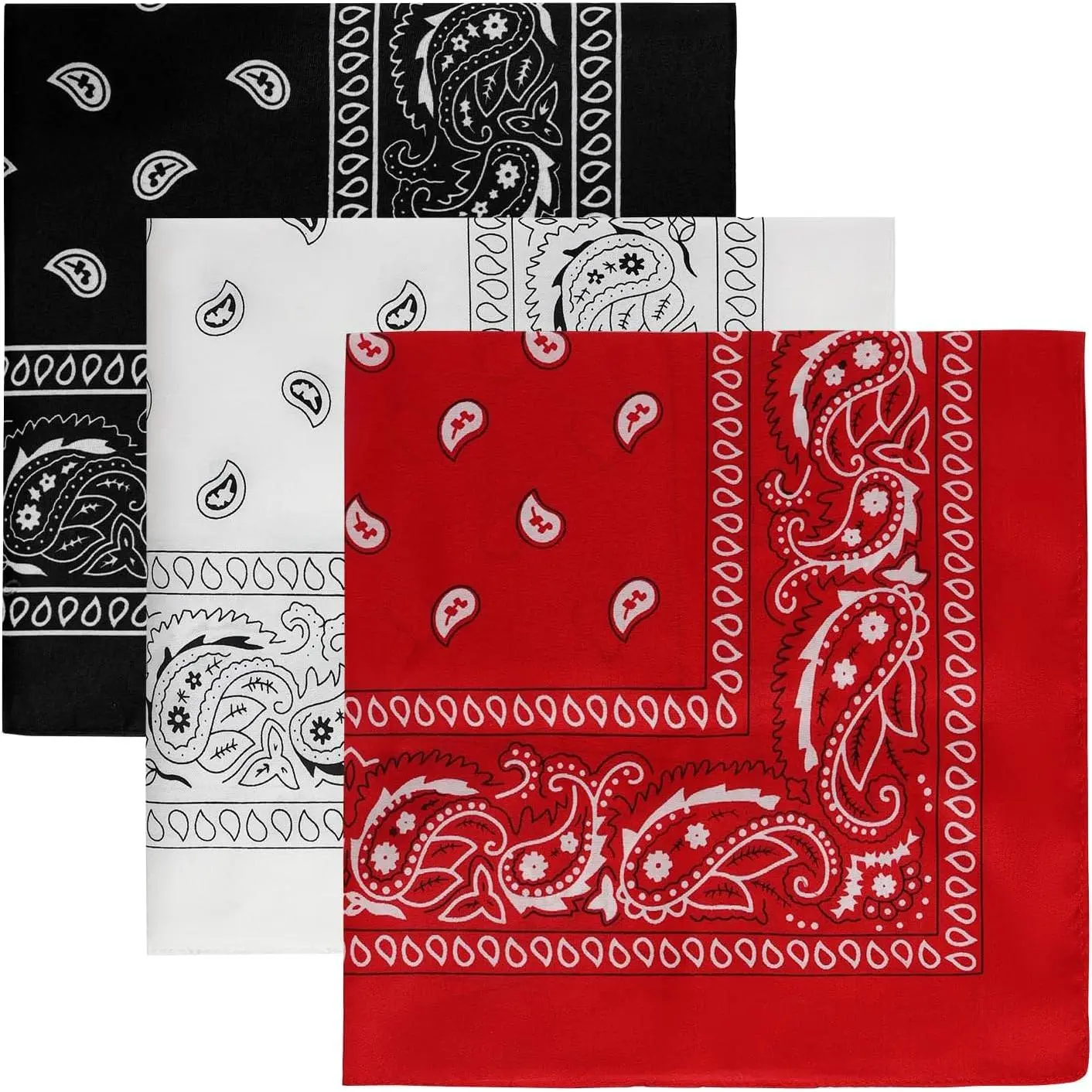 3 count Paisley  Bandanas for Men and Women Cowboy Bandana Handkerchiefs Square  Wrap Scarf