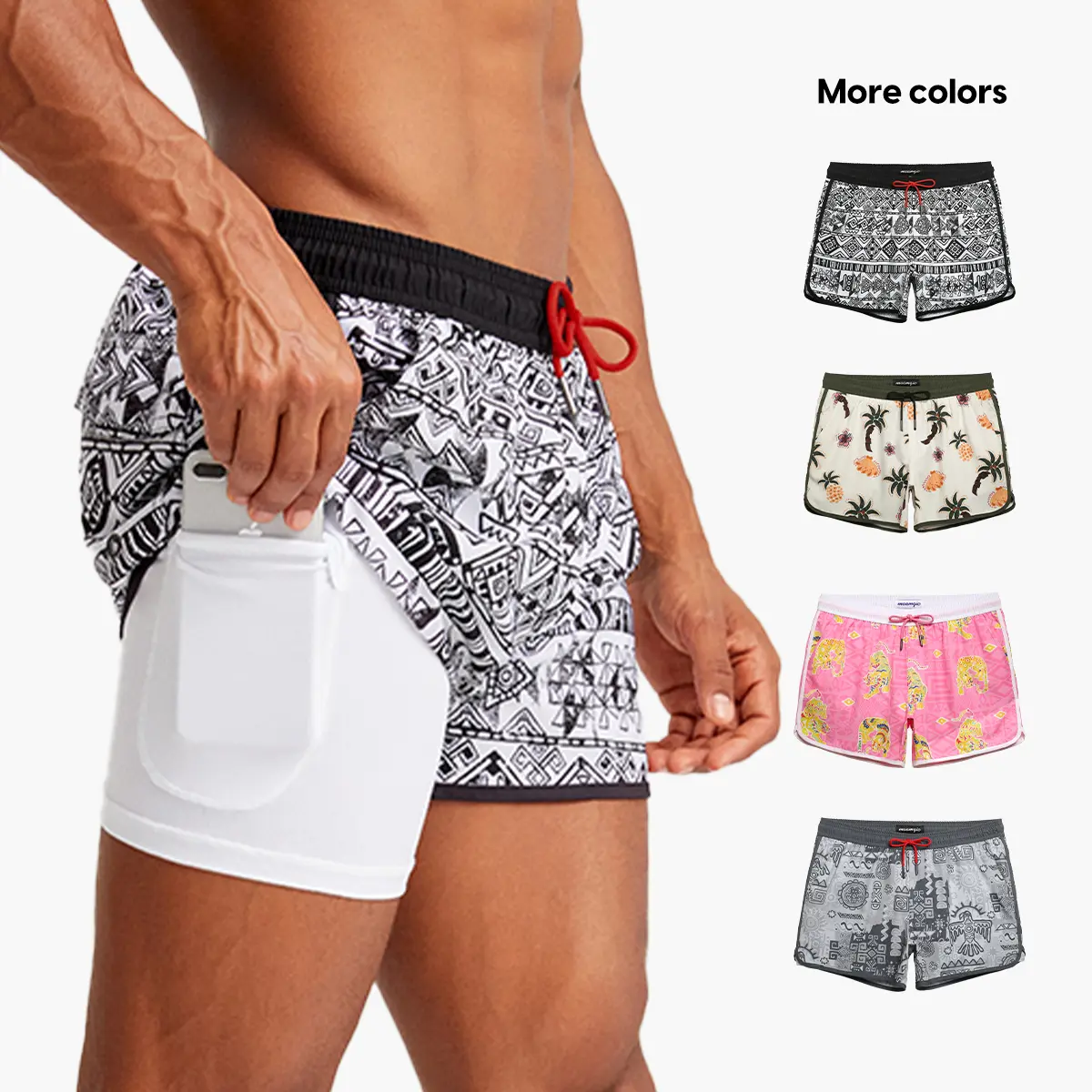 Maamgic Men's Vintage Dragon Orange 4.5" Swim Trunks - Snug Stretch, Quick-Dry Fabric, Authentic Design, Elastic Waistband with Drawcord, Hidden Phone Pocket | Swim Bottoms for Beach, Surfing Travel Essentials
