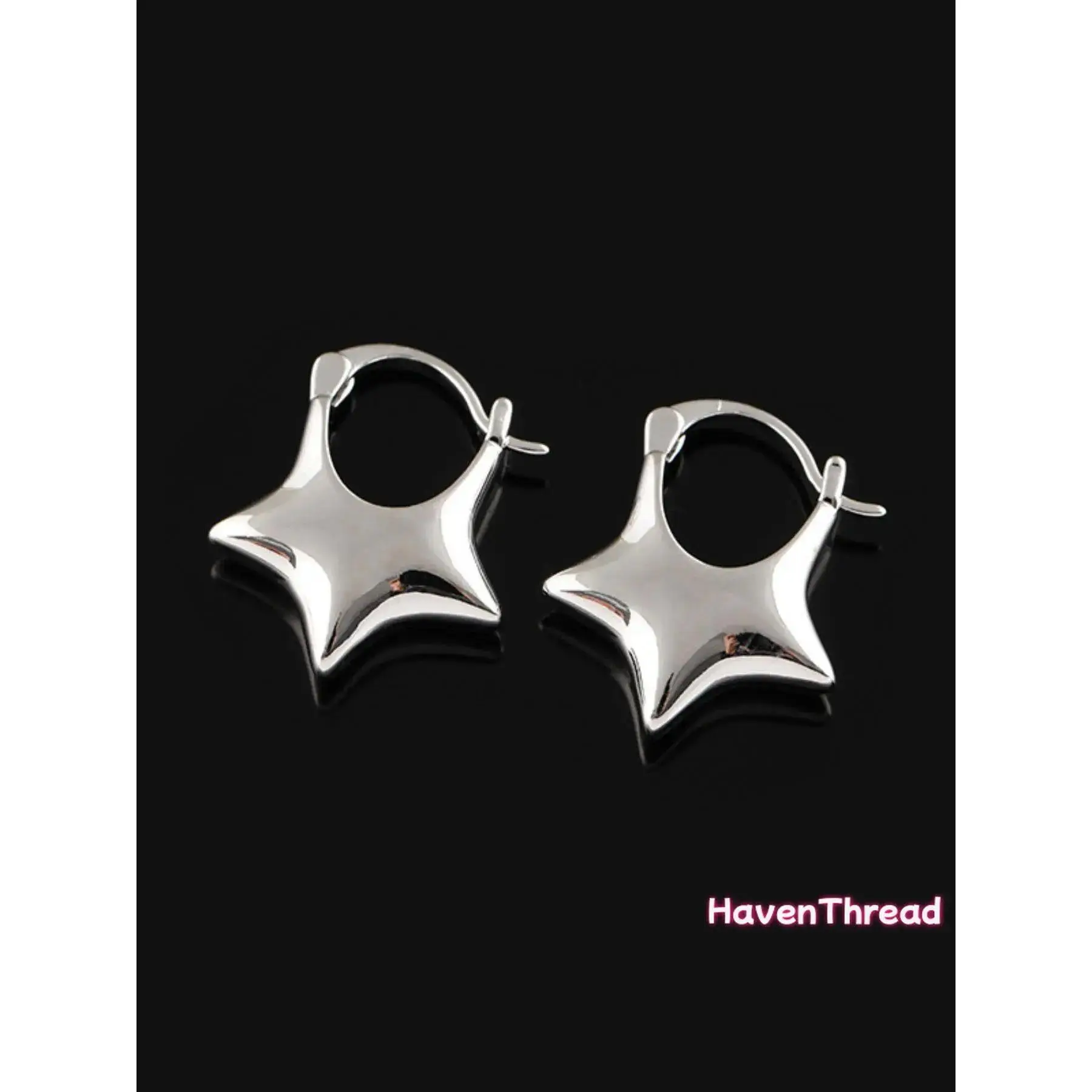 Women's Star Shape Hoop Earrings - 1 Pair Y2000 Costume Jewelry, Whimsical Celestial Character Shaped Festival Glam Earrings, Female Party Accessory, Exquisite All-Match Birthday Gift, Whimsical Earrings