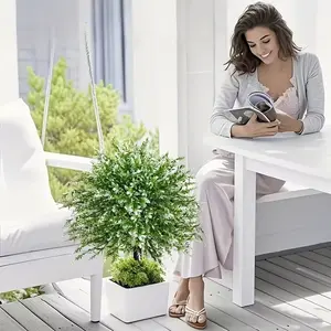 2 sets of lavender artificial trees with ground nails, Decorative, UV-resistant artificial shrubbery, Artificial potted flower, suitable for indoor and outdoor decoration, for homes, hotels, gardens, offices, weddings and vacation scenes