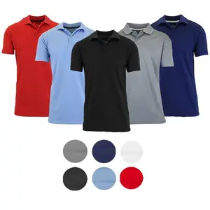 Men's 5-Pack Dry Fit Moisture-Wicking Fabric Polo Collar Shirt Menswear Stylish Ribbed Sleeve