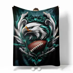 Philadelphia Eagles Football Fleece Throw Blanket – Vintage Eagle & Ball Art Decor for NFL Fans, Boys’ Room, Game Day, or Bold Bedroom Accent