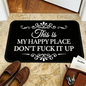 Funny This Is My Happy Place Dont F*ck It Up Flannel Doormat | Soft Indoor Floor Mat for Entryway, Bathroom, Kitchen & Bedroom | 16x24 Inch / 20x32 Inch / 24x35 Inch | summervibes