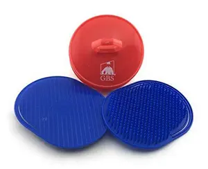 G.B.S Soft Pocket Palm Brush Portable Hair Brush and Head Scratcher Use for Women, Men, Pets Easy to Hold Massager Hair Growth Durable Pack of 3 (2 Blue Soft Pocket Palm Brush + 1 Red Head Scrubber)