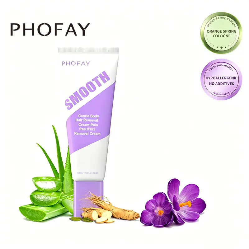 PHOFAY Pain-Free Hair Removal Cream for Sensitive Skin | Moisturizing Formula with Aloe, Hyaluronic Acid & Citrus Scent | Cruelty-Free, Dermatologist Tested Travel Tube, Fragrance, Body Care, Bikini Area Hair Depilatories, Body-Safe Hair Depilatories