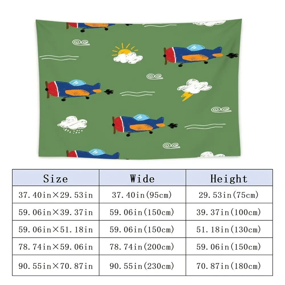 Linen Daily Print Non-Electric 2D Airplane Wall Hanging Mat - Home Decor Tapestry for Dormitory, Headboard & Sofa Wall Accents