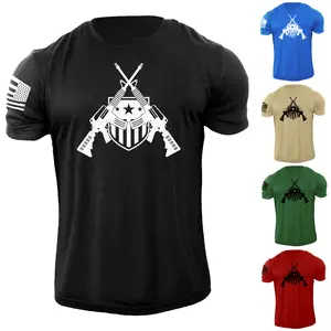 Men's USA Patriotic Military T Shirt 100% Cotton Distressed Tee Menswear