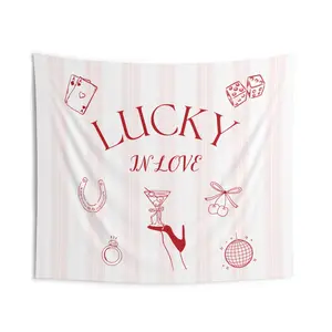 Lucky in Love Tapestry Sign, Custom Bachelorette Party Decor, Personalized Wedding Banner, Bride-to-Be Backdrop, Engagement Party Sign