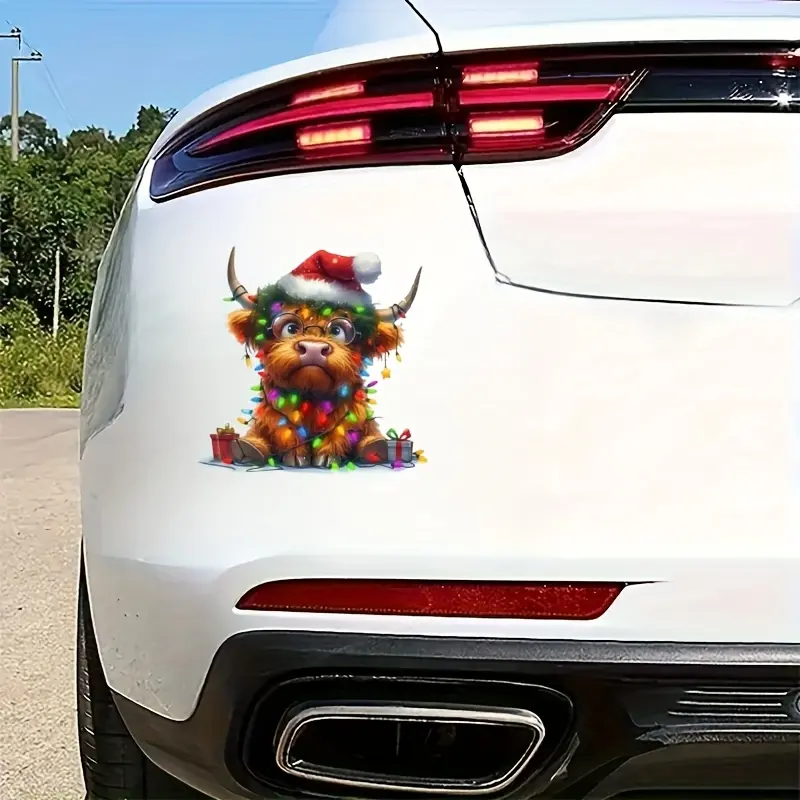 Winter Pastoral: Snow Christmas Cow Sticker - Suitable for Cars, Trucks, Trucks, Computers, Laptops, Trolleys, Bumper Boxes, Windows, Tables, Glass Printing