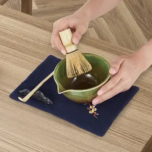Complete Matcha Tea Set, 7-Piece Japanese Ceremony Kit with Ceramic Bowl, Bamboo Whisk, Scoop, Sieve & Cloth, Traditional Gift for Tea Lovers,