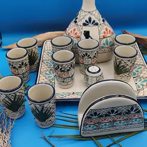 Handcrafted Ceramic Set High-Temperature Decorated with Mexican Artistry Unique Patrón Insígnia detected