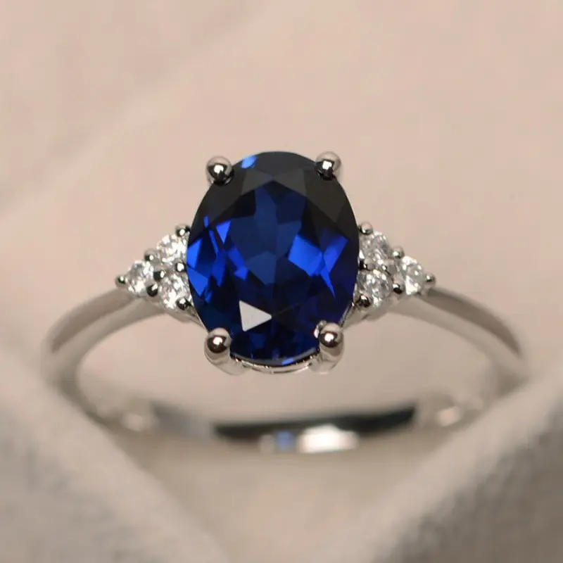 Women's Elegant Minimalist Oval Synthetic Opal & Cubic Zirconia Bridal Engagement Ring Set - Promise Wedding Rings, Multiple Colors, Ideal Gift for Anniversary & Valentine's Day