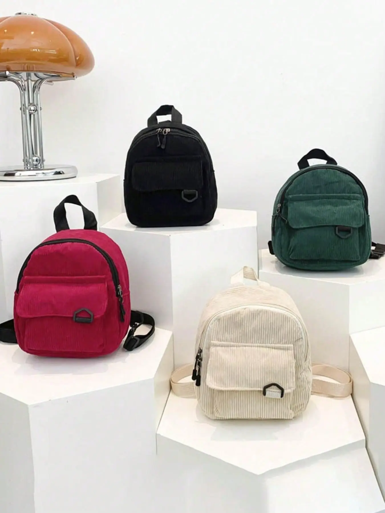 Flannel Mini Backpack, Trendy Backpack, Y2K Style Portable Solid Color Bag, Phone Pouch, Key Holder, Lightweight Casual Multifunctional Bag, Lightweight Daily Backpack