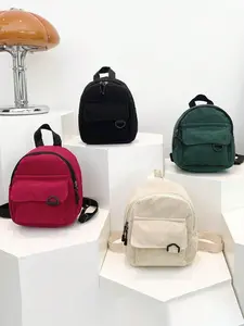 Flannel Mini Backpack, Y2K Style Portable Solid Color Bag, Phone Pouch, Key Holder, Lightweight Casual Multifunctional Bag, Lightweight Daily Backpack
