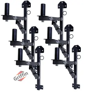 6-PACK PA Speaker Wall Mount Bracket Stands By GRIFFIN | All Steel Pro-Audio Speaker 35mm Pole Holder | Securing Locking Pin & 3 Horizontal Level Tilt Adjustments | DJ On Stage Studio Monitor Holders