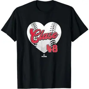 Baseball Heart Emmanuel Clase Cleveland MLBPA T-Shirt