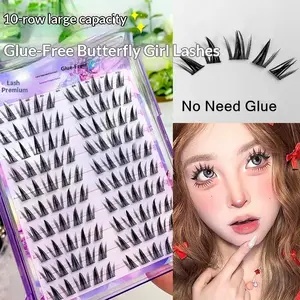 Self-adhesive Glue-free False Eyelashes Winged Fluffy Natural Thick Manga Eyes Reusable Enlarged Eyes Lashes Easy Apply 10-13mm