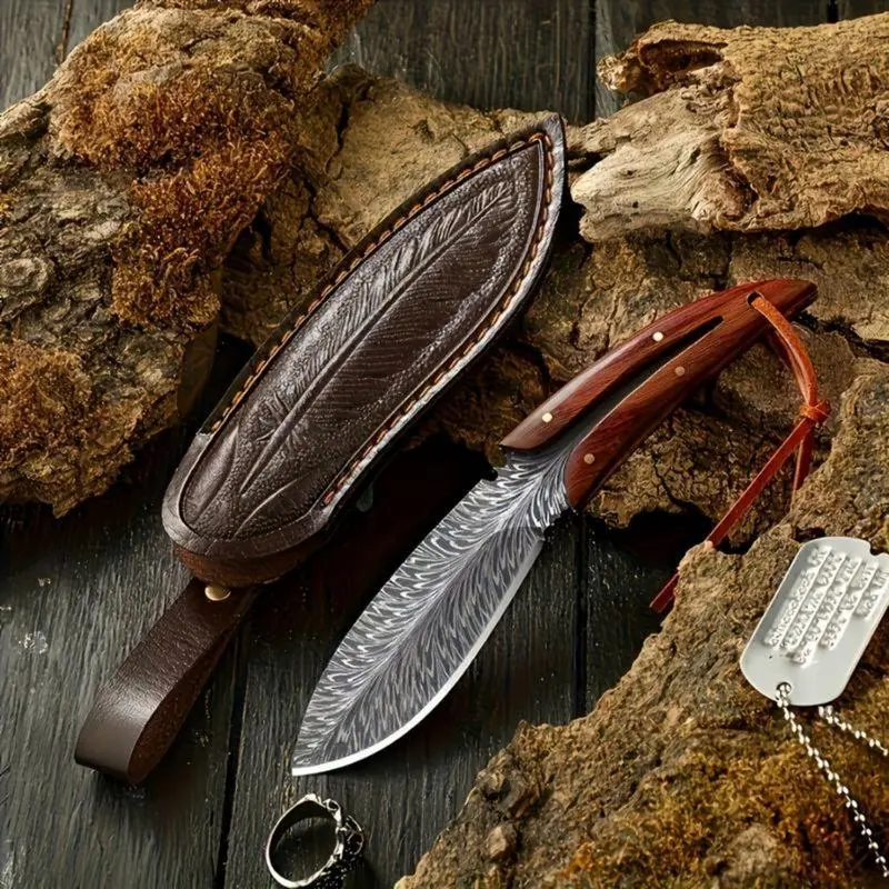 Portable Stainless Steel Feather Knife with Sheath - Ultra-Sharp Kitchen Cleaver, Meat Prep Tool for Cooking, Camping - Culinary Enthusiasts' Thanksgiving/Christmas Gift