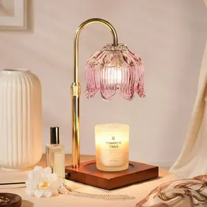 Pink Flower Candle Warmer Lamp with Timer Dimmable, Height Adjustable Candle Lamp Warmer Unique Gifts for Women Mom Christmas Birthday Gifts for Her Housewarming Candle Warmer Light for Jar Candles Home Decor Fragrance