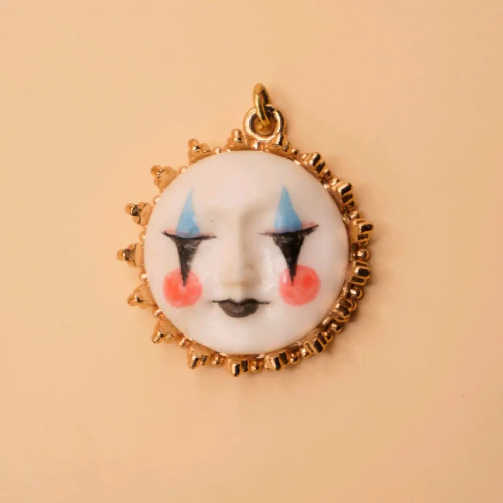 Handmade Clown Gold-Toned Pendant