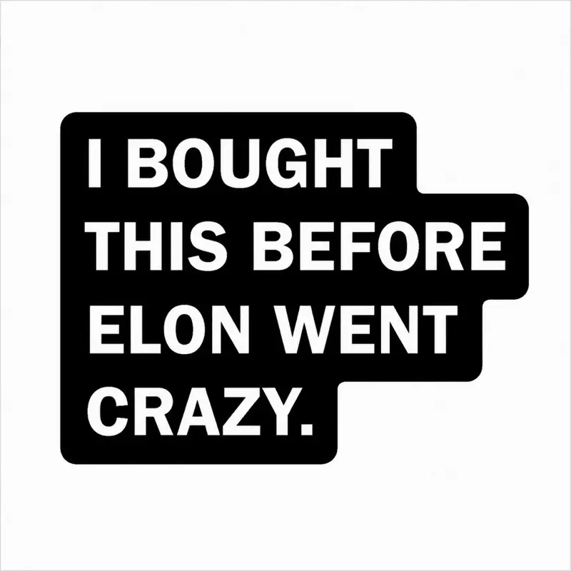 I Bought This Before Elon Went Crazy Vinyl Car Decal – Waterproof UV Resistant Bumper Sticker – 2 Pack
