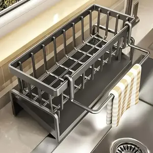 Countertop Organizer for Dishcloths, Rags, Dish Soap and Kitchenware Drying, Dish Drying Rack, Kitchen Draining Rack, Dish Drainer Organizer