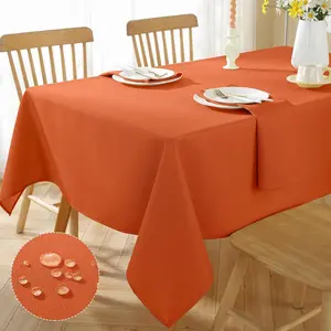 Tablecloth Rectangle Waterproof Wrinkle Free Textured Fabric Table Cloth, Faux Linen Table Cover for Fall, Thanksgiving, Autumn Harvest, Holiday