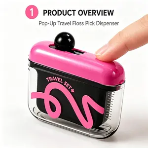 Pop-Up Portable Floss Pick Dispenser - Dental Floss Storage Box,Refillable, for Travel and Home Use（Without dental floss ）