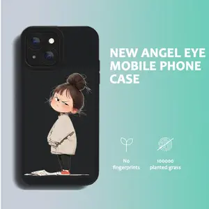 Angry Little Girl TPU High-Quality Protective Black Pupil Phone Case, Suitable for iPhone 16, 15, 14, 13, 12, 11, XS, XR, X, 7, 8, 12/13 Mini Plus Pro Max SE, Precise Cutout Design, Perfect Gift for Birthday, Valentine's Day, or Boyfriend/Girlfriend
